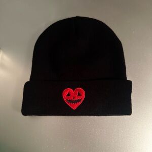 Backstitch Bruja Heart Jack O Lantern Beanie-New